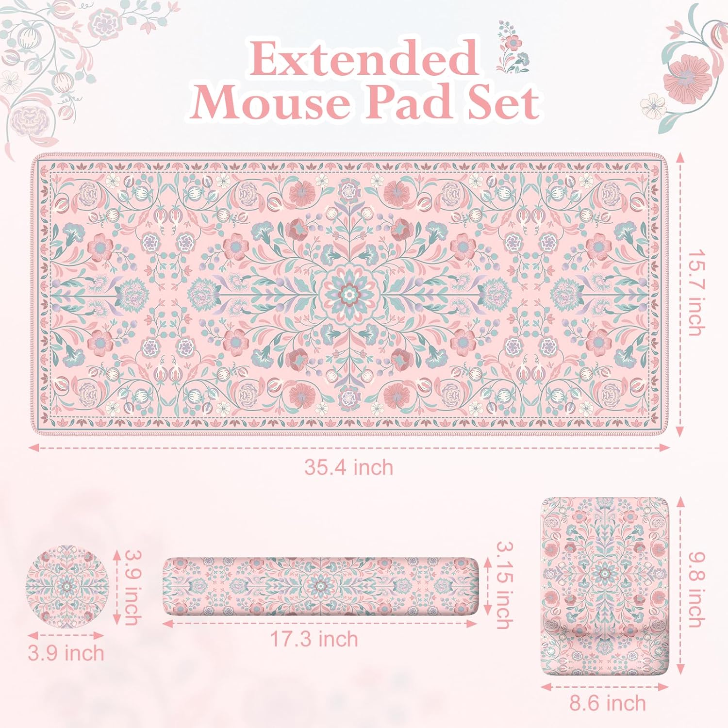 iLeadon Desk Matt for Desktop, Non Slip Base Ergonomic Mouse Pad with Wrist Rest, Wrist Pad for Keyboard, Gaming Mouse Pad Large, Anti-Fatigue Desk Mat with Wrist Support (Pink)