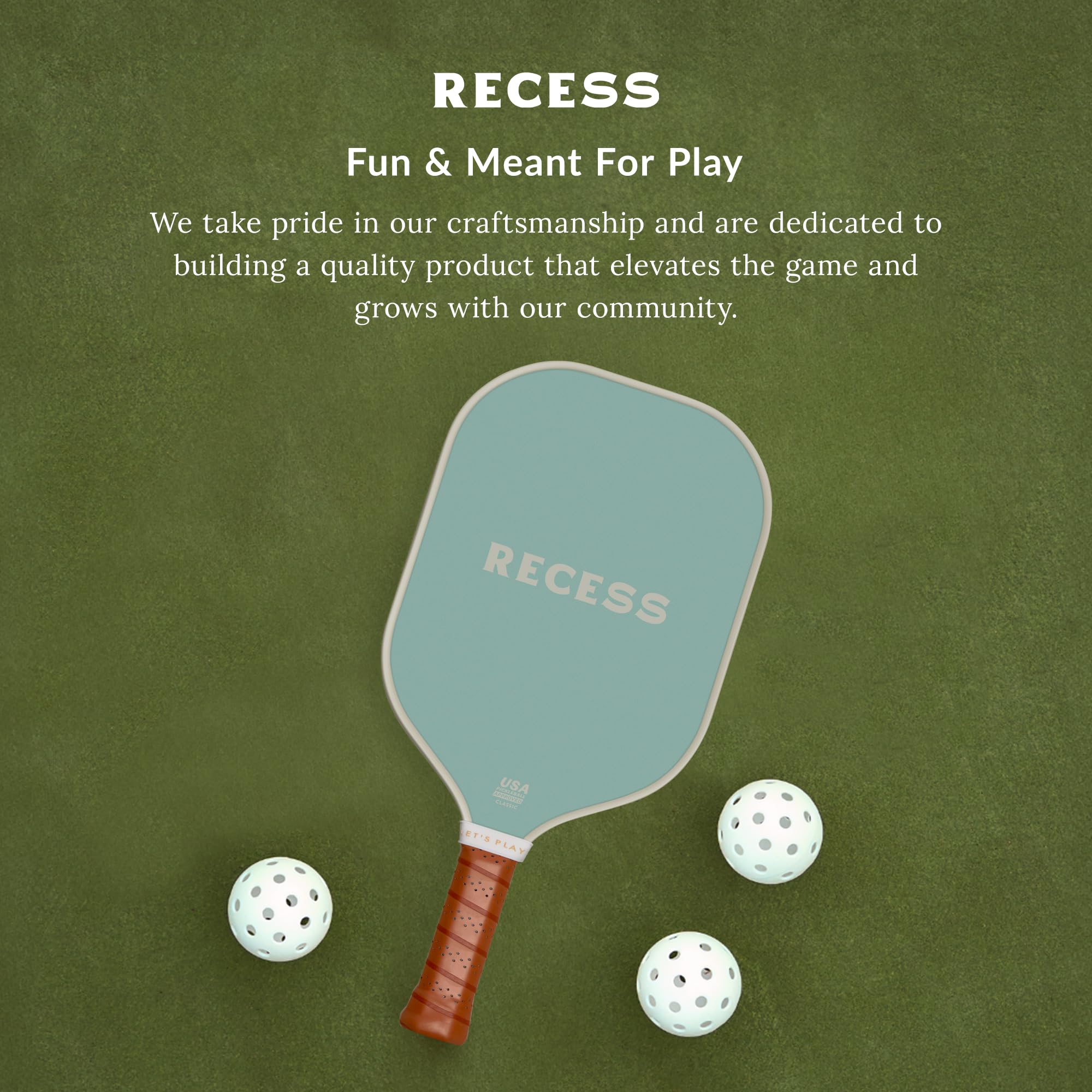 Recess Pickleball Set - 2 Paddel & 3 Bälle, USAPA-zugelassen, Mit Segeltuchtasche