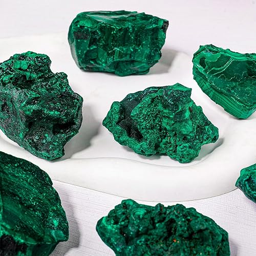 Miniatura 7 de Apengshi Piedra de cristal de malaquita natural de 0.11-0.22 libras, piedra de malaquita cruda, espécimen mineral de malaquita áspera irregular,