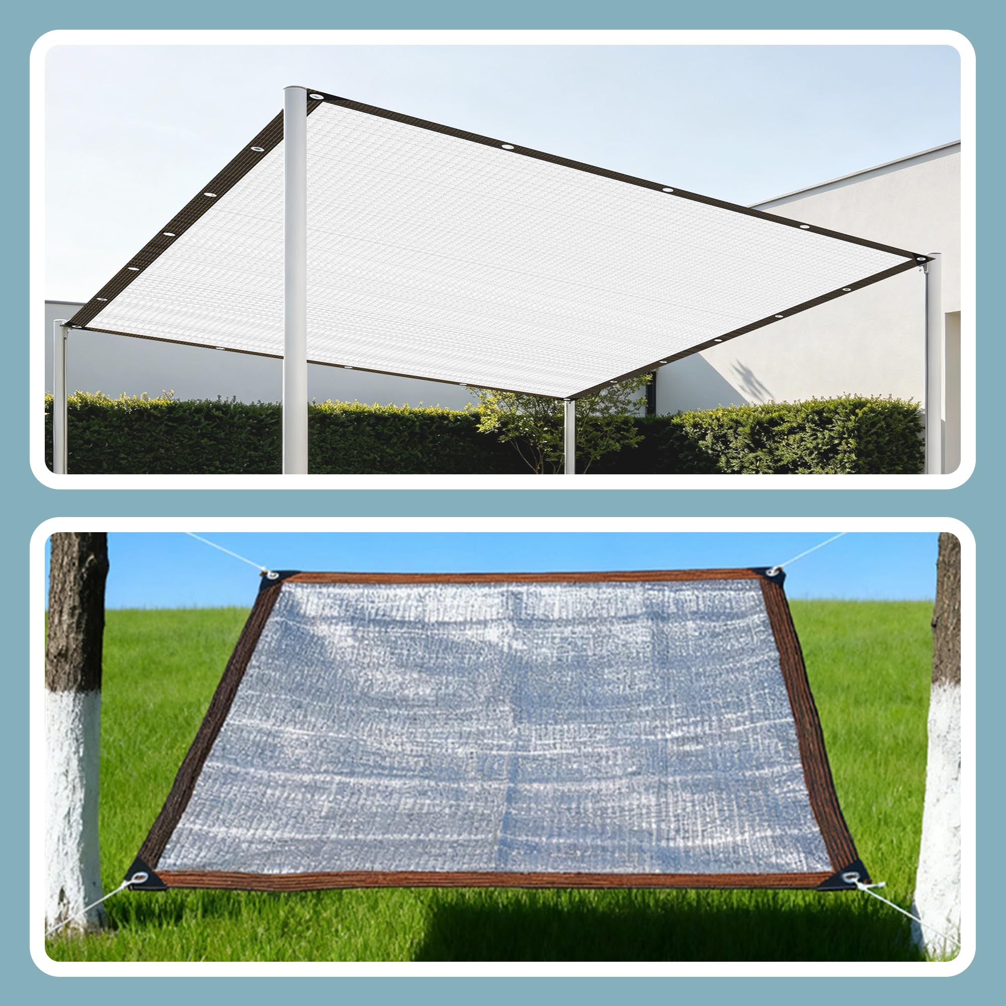 Siatka Cieniująca Z Folii Aluminiowej 160 x 330 cm Przeciwsłoneczna Ogrodowa Markiza Przeciwsłoneczna Z Przelotkami Do Pergoli Patio, Szklarni, Markizy Okiennej Samochodu, Srebro