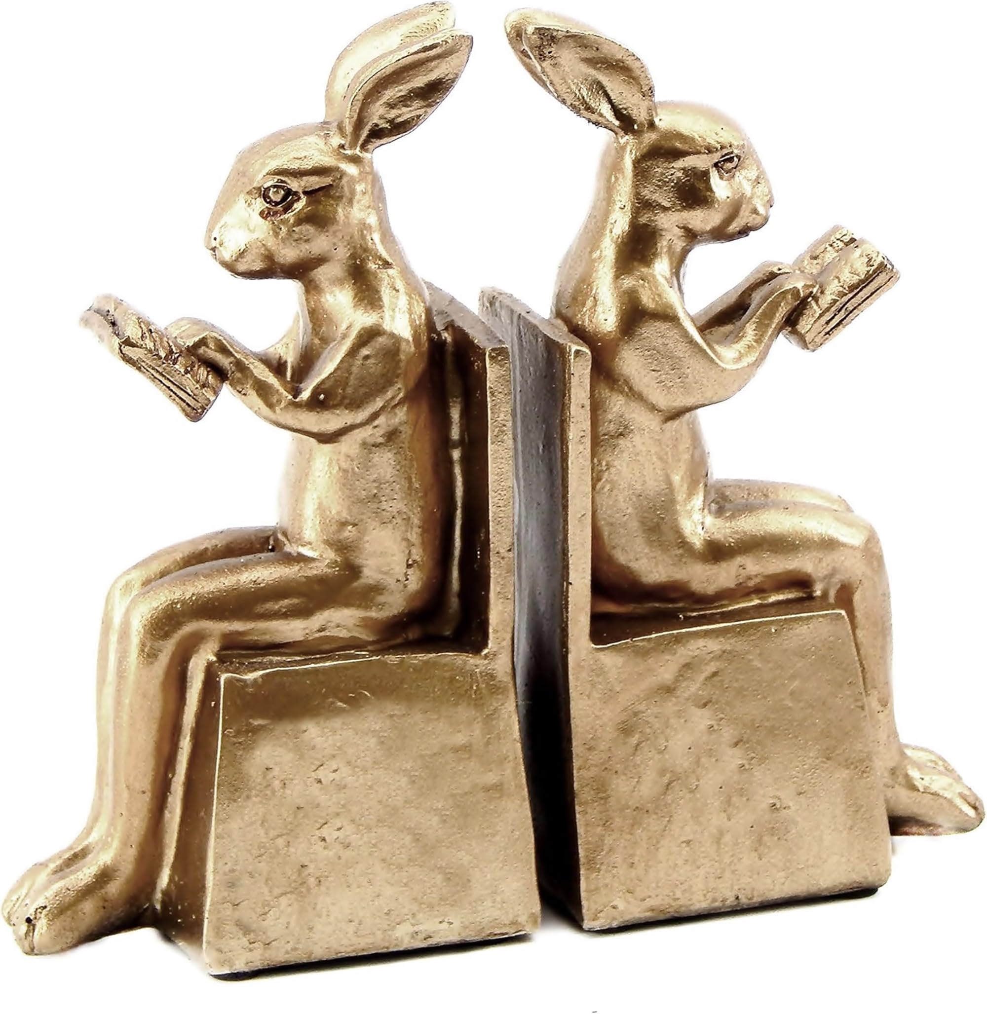 Bellaa 22883 Rabbit Bookends Studious Reading Bunny 7 Inch