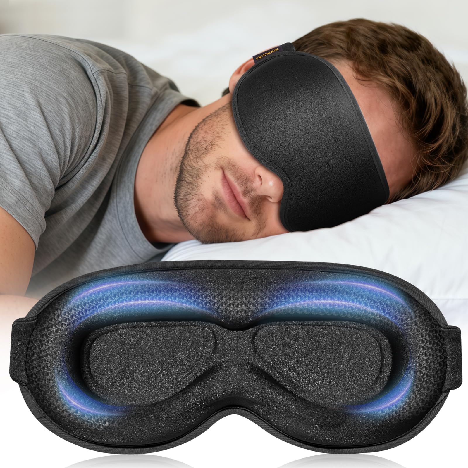 Travel Essentials Blackout Sleep Mask for Men Women: Weighted Designed 3D Zero Eye Pressure Soft - for Long Flight, Car Trip, Office Nap, Bedroom, Apartment - Rest and Relaxation Gifts
