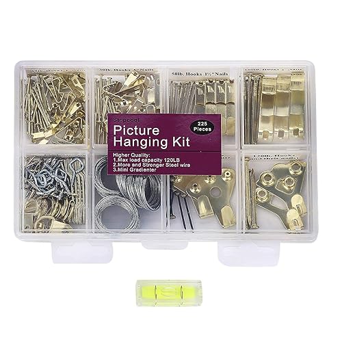 Picture Hangers, Picture Hanging Kit, 225pcs Heavy Duty Frame Hooks