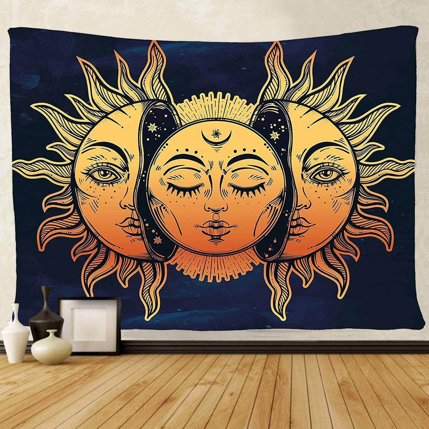 ZBLX Wall Hanging，Tapestries Tapestry Wall Art for a Home Decorations-Sun and Moon Psychedelic Wall Tapestry with Art Chakra Home Decorations for Bedroom Dorm Decor in 51x60 Inches