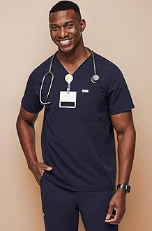 Leon Two-Pocket Scrub Top for Men – Tailored Fit, Super Soft Stretch, Anti-Wrinkle Medical Scrub Top