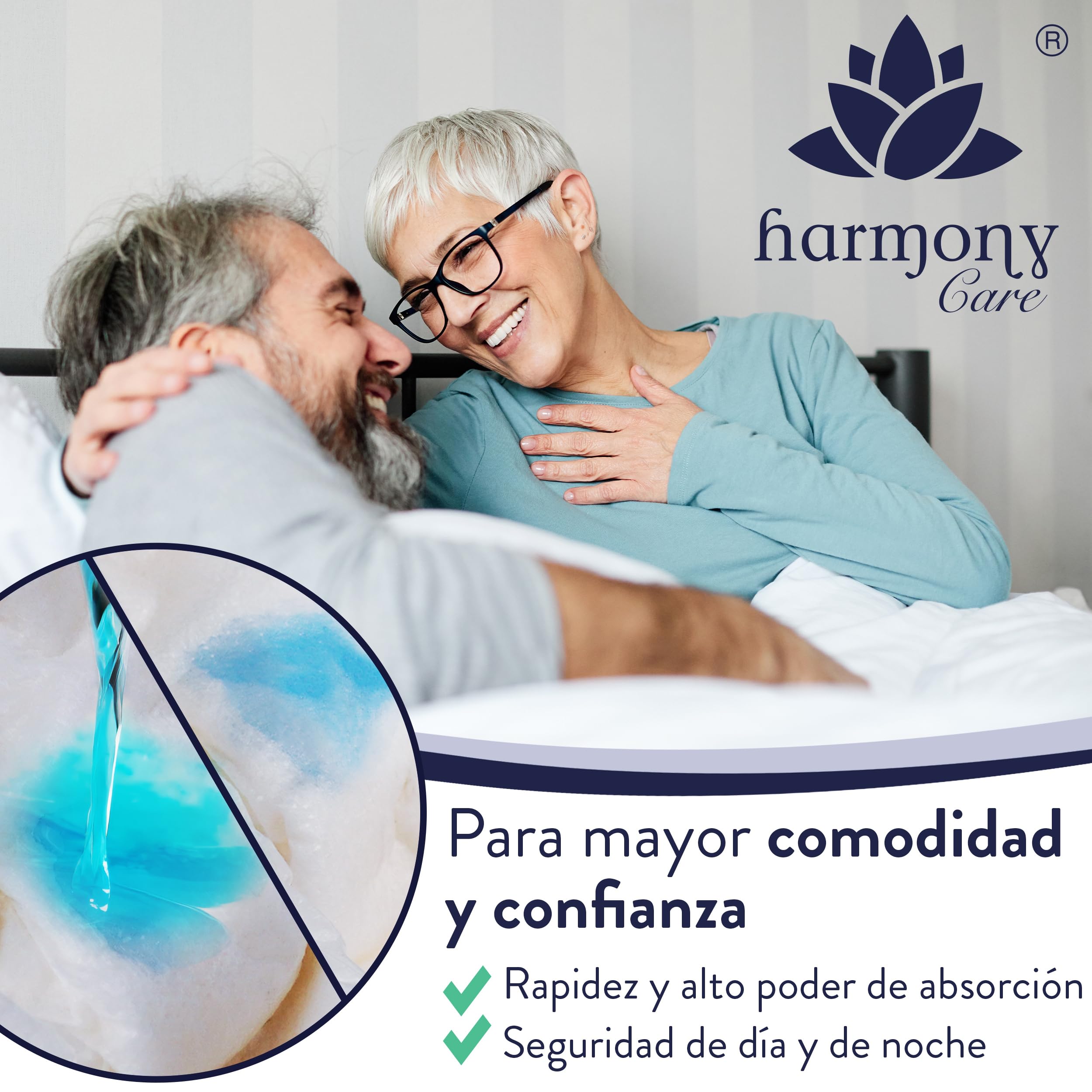Harmony Care ® MAXI - Pañales absorbentes para adultos – Pantalones discretos para incontinencia para mujeres y hombres – Pañal para adultos, talla XL, 56 unidades