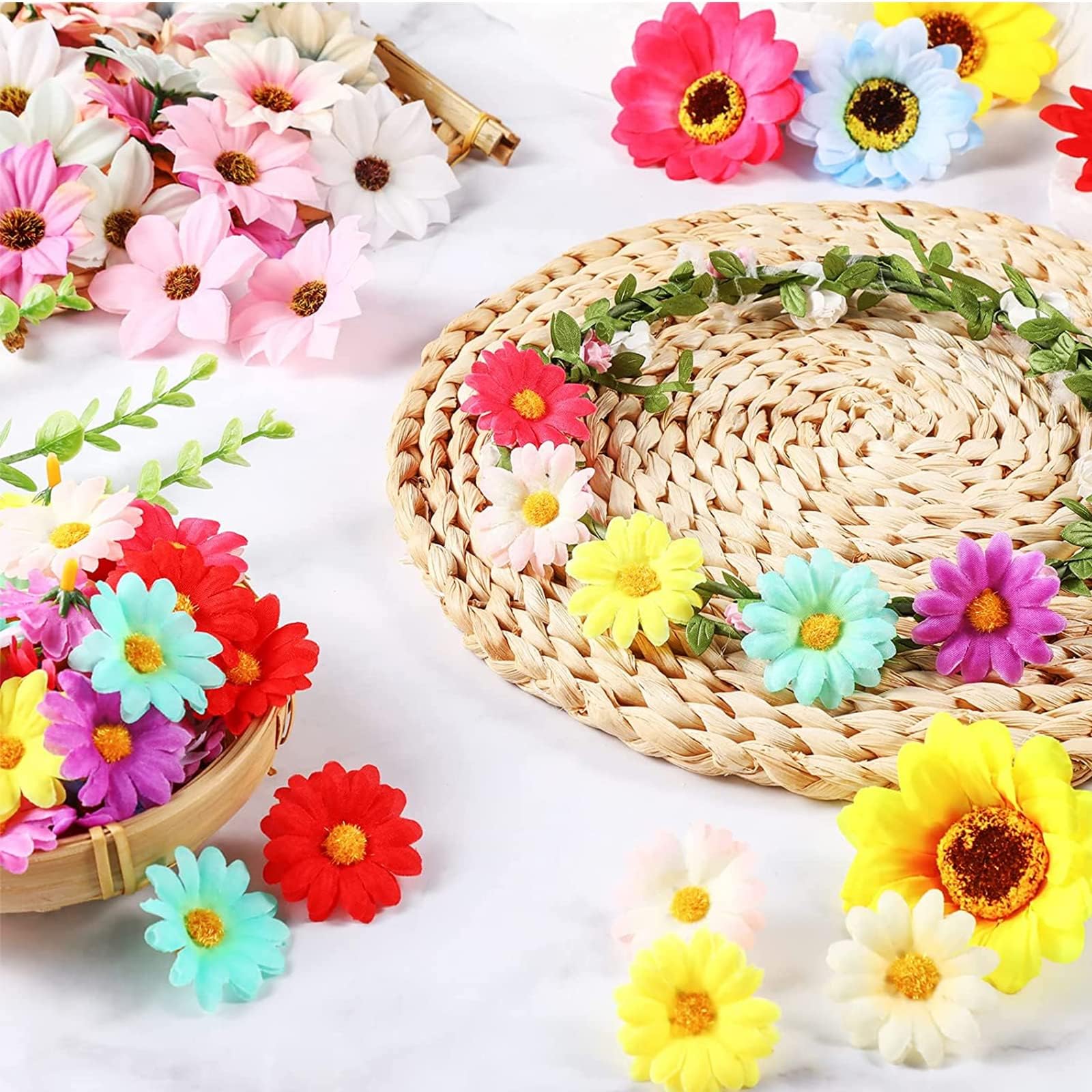 50Pcs Fiori Finti per Decorazioni, Colorato Fiori Artificiali