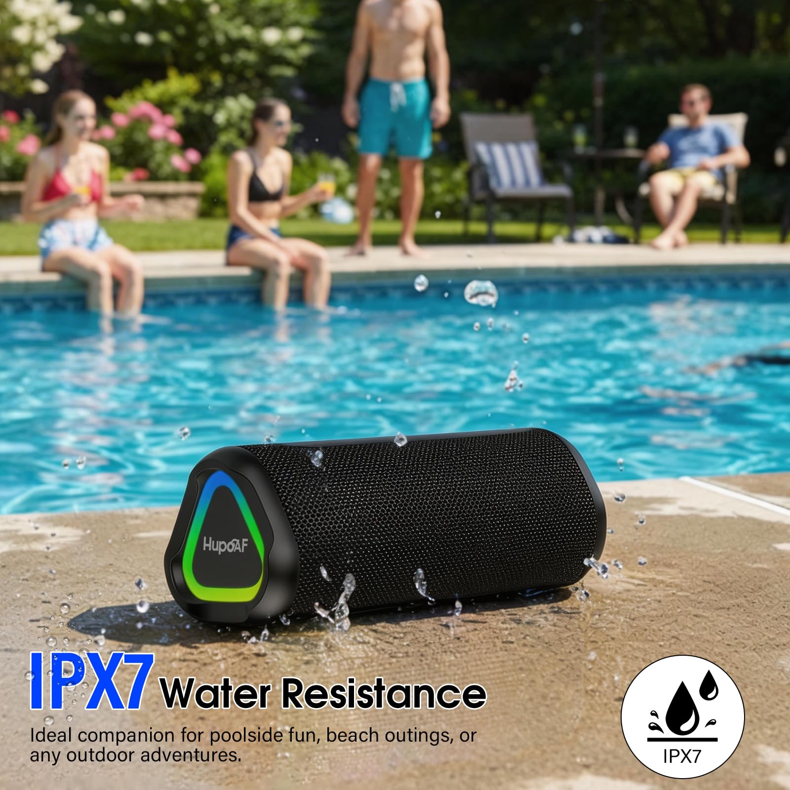 Magnetic Bluetooth Speaker for Golf Cart, 24H Playtime, IPX7 Waterproof, Wireless Outdoor Portable Speakers with Strong Magnet, Loud Stereo Sound for Golf, Bike, Camping, Party, Beach, Gifts for Men - 4