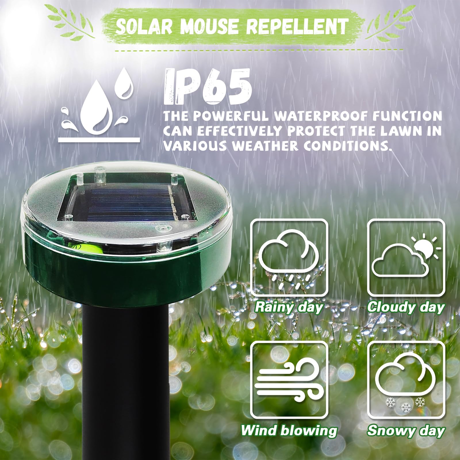 Repellente Ultrasuoni Per Topi E Talpe RosyFate 4 Pezzi &ndash; Solare, IP65 Impermeabile, Raggio 4000 Ft&sup2;, Ecologico