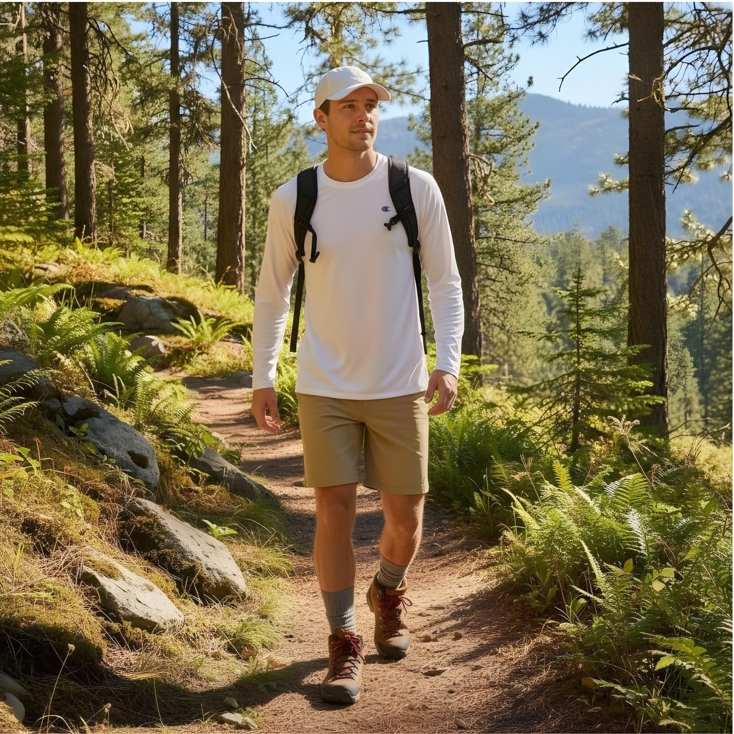 Champion Rash Guard for Men, Long Sleeve Mens Swim Shirt for Fishing Hiking UPF+ 50 SPF Sun UV Protection, Quick Dry