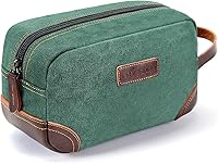 Vista 10 de emissary Bolsa de Aseo para Hombres de Cuero y Lona Neceser de Viaje Kit Dopp para Hombres Bolsa de Afeitar para Accesorios de Viaje, Café, L
