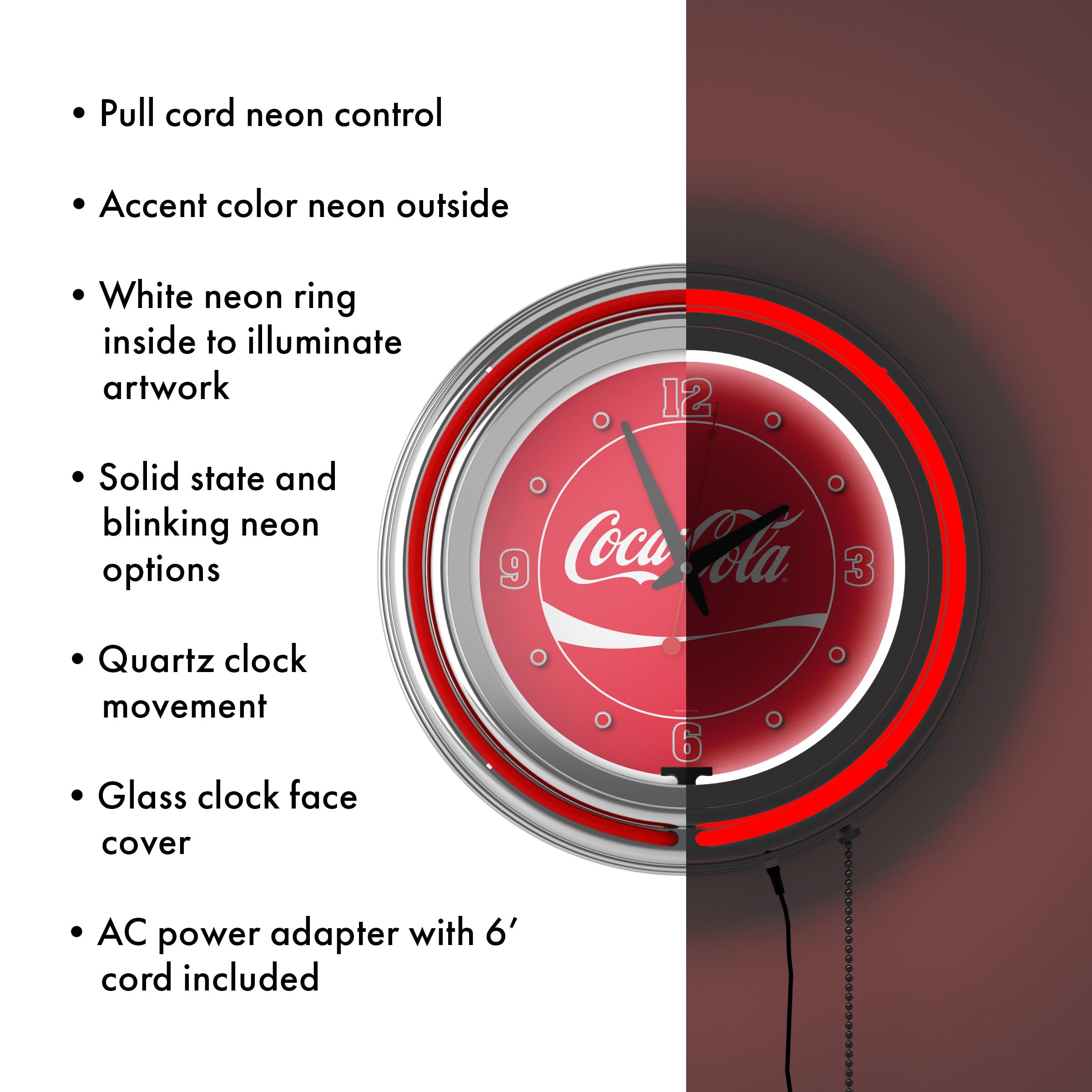 Coca-Cola レトロ掛け時計 Amazon.com: Trademark Global Coca-Cola Retro Neon Wall Clock