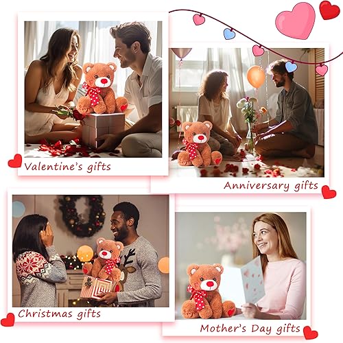 Miniatura 7 de IKASA Oso de peluche de peluche con corazón con amor para el día de San Valentín, lindo juguete de peluche suave de 12.5 pulgadas, regalo para novia