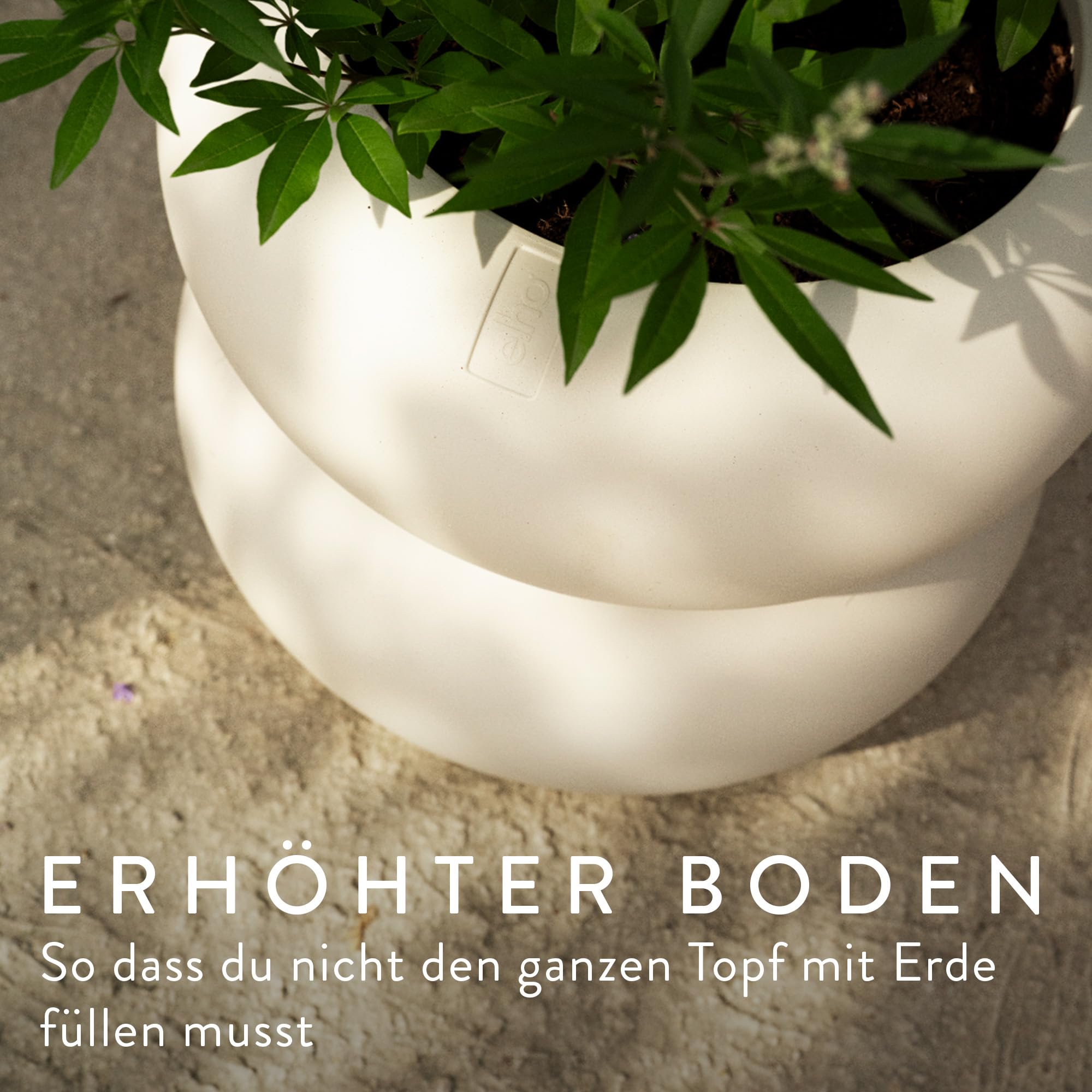 elho Amber roll Low 43cm Blumentopf - Linen White | Ø 43 x H 40 cm | Für Innen & Außen geeignet | 100% recycelter Kunststoff