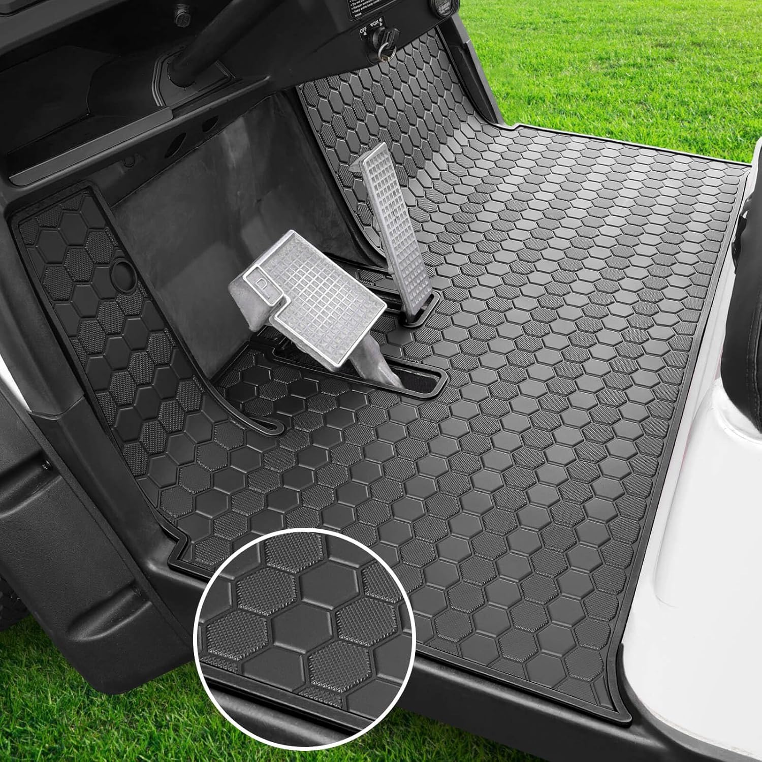 Yamaha Drive2 Golf Cart Full Coverage Floor Liner Mat, Only Fits Yamaha Drive2 (2017-2023), UMAX Rally 4x4, Adventurer (2017-2023), Upgraded Non-Slip, 8MM Natural Thick Rubber Floor Mats