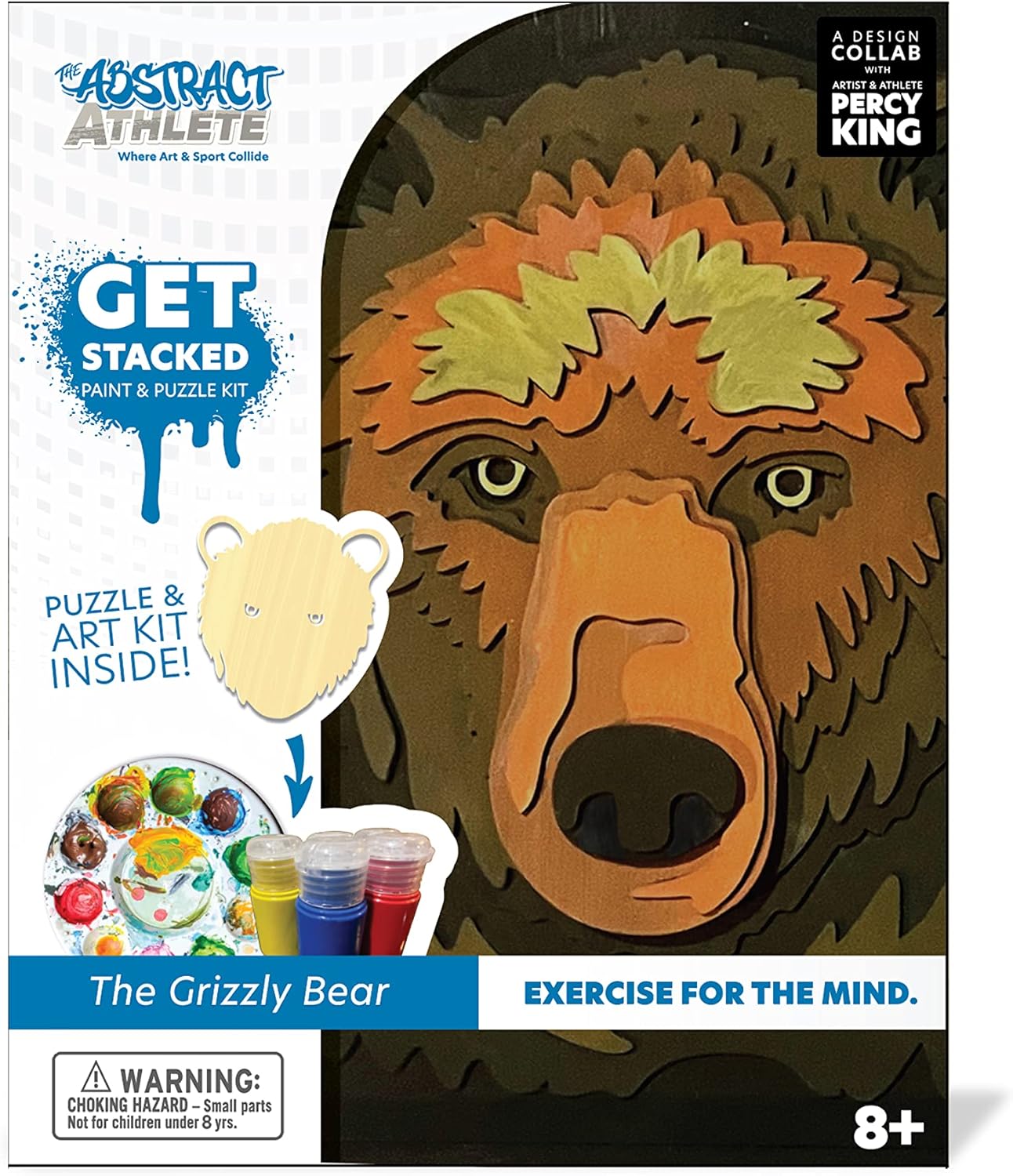 BeginAgain The Abstract Athlete Get Stacked Paint & Puzzle Art Kit - Grizzly Bear, Medium