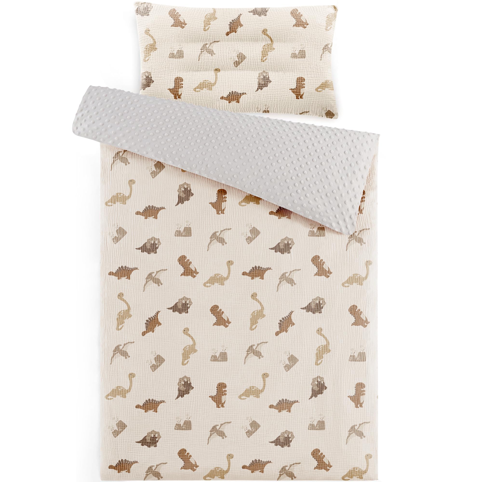 Susurration Musselin Kinderbettwäsche 100x135 Kissenbezug 40x60 cm aus Leicht und Komfortabel Bettwäsche Set für Baby Kinder(Dinosaurier)