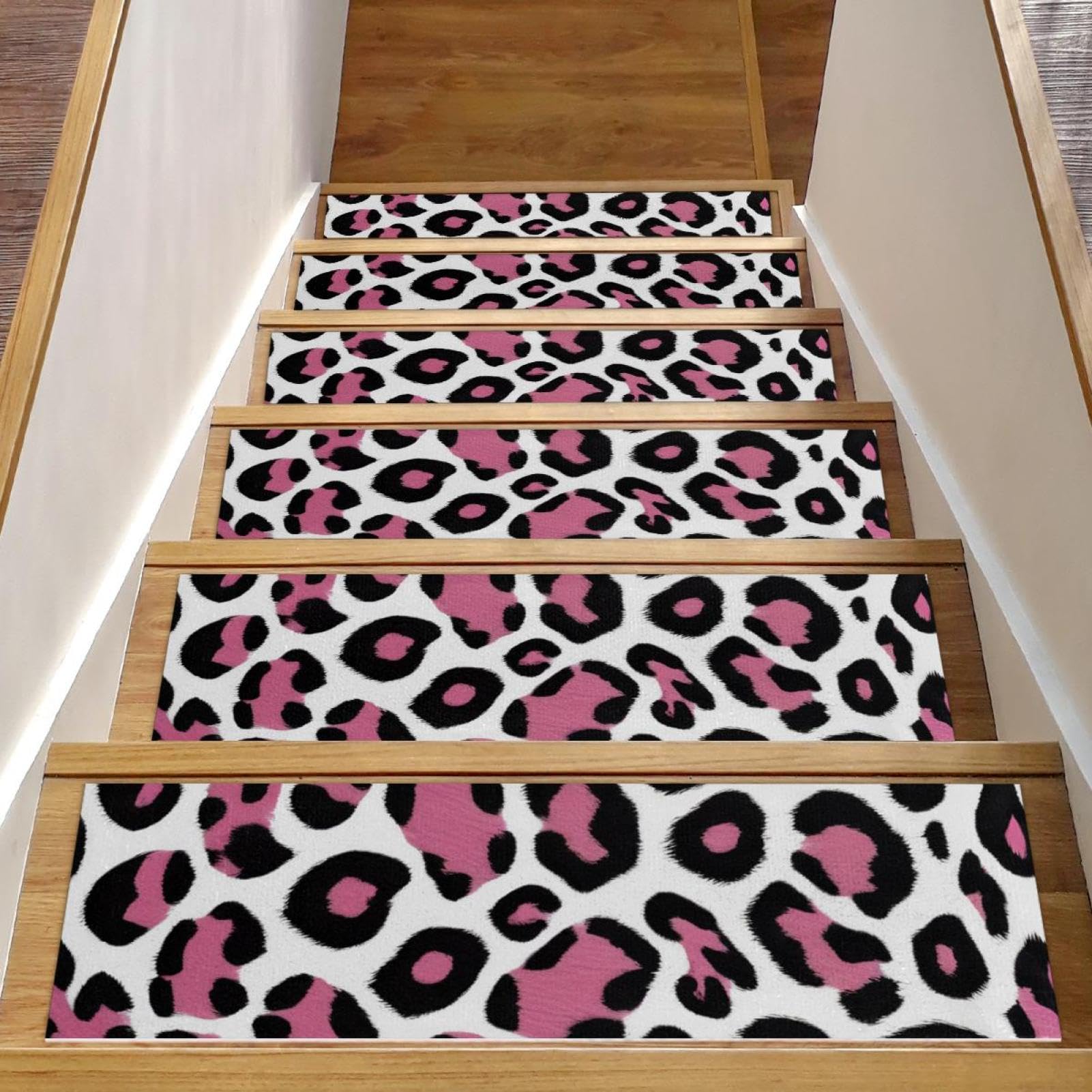 Tapis d'escalier antidérapants stop glissades marches en bois adhésif réutilisable rose