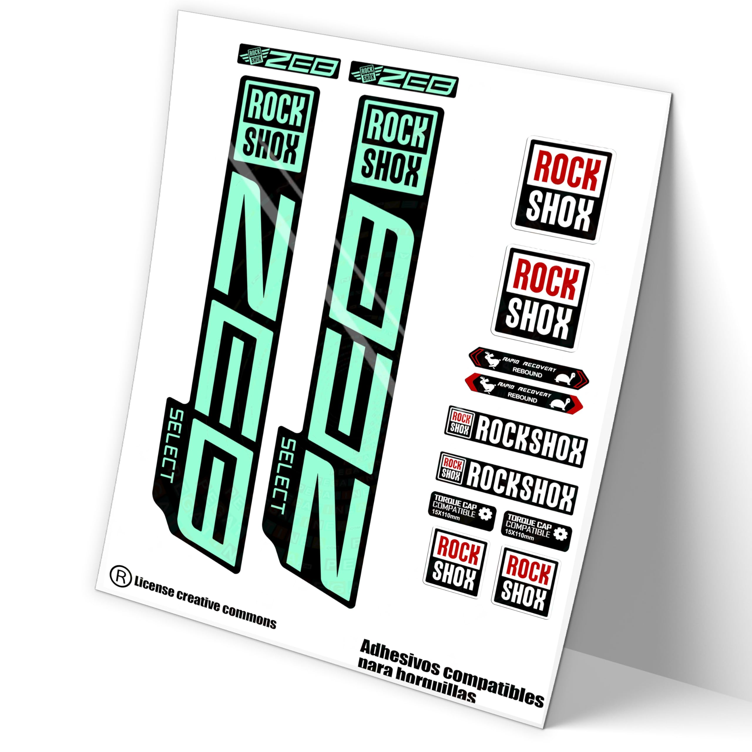 REF:VP447 Stickers compatible with Rock-Shox ZEB SELECT fork 2021,2025 MTB, stickers, stickers, stickers, vinyls for mountain bikes. (MENTA)
