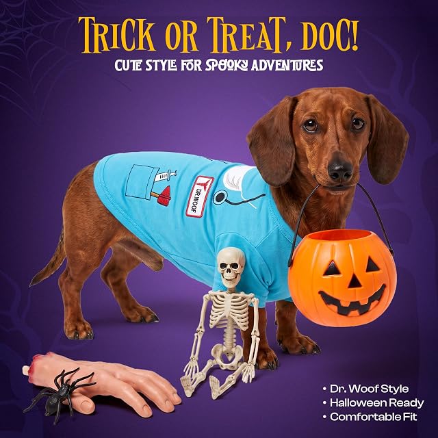 Foto 3 de 8 de Parisian Pet Disfraz de Halloween para perro, camiseta de Halloween del Dr