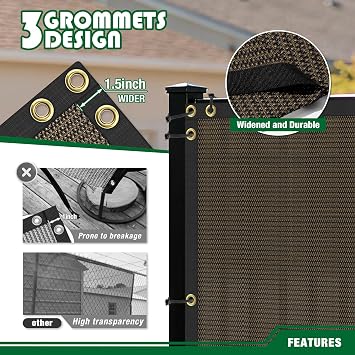 Privacy Screen Fence 4'x99' Brown Outdoor Screen Panels Windscreen Mesh Fencing Blockage Shade Net Cover Temporary Fence for Backyard Balcony Pool Deck Porch Garden