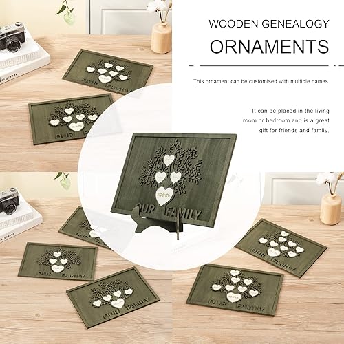 Vista 25 de Árbol genealógico con etiqueta de corazón, placas de madera grabadas personalizadas, regalos personalizados para madres, padres, escritorio, nombres