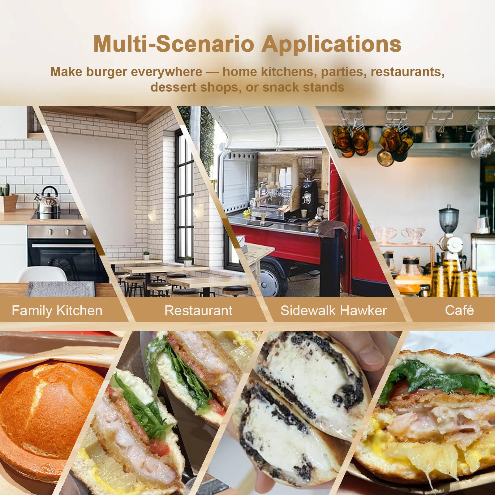 Máquina Comercial para Hacer Hamburguesas Y Helados, con Rotación De 180°, Sandwichera Eléctrica, Temporizador De 0-5 Min Y Control Digital De Temperatura De 50-300 °C