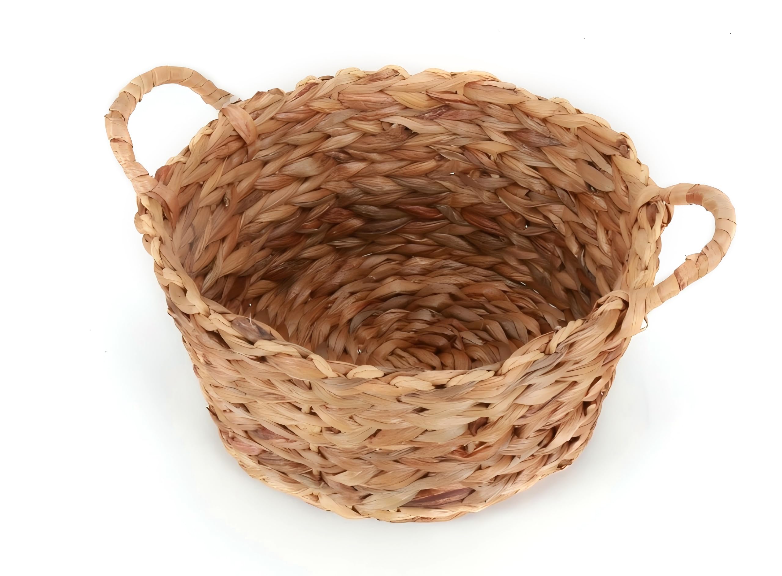 ECHTWERK Corbeille de rangement en jacinthe d'eau, Ronde, 30 x 24 x 16 cm, coloris naturel, panier tressé avec poignées pour salle de bain, bureau & salon