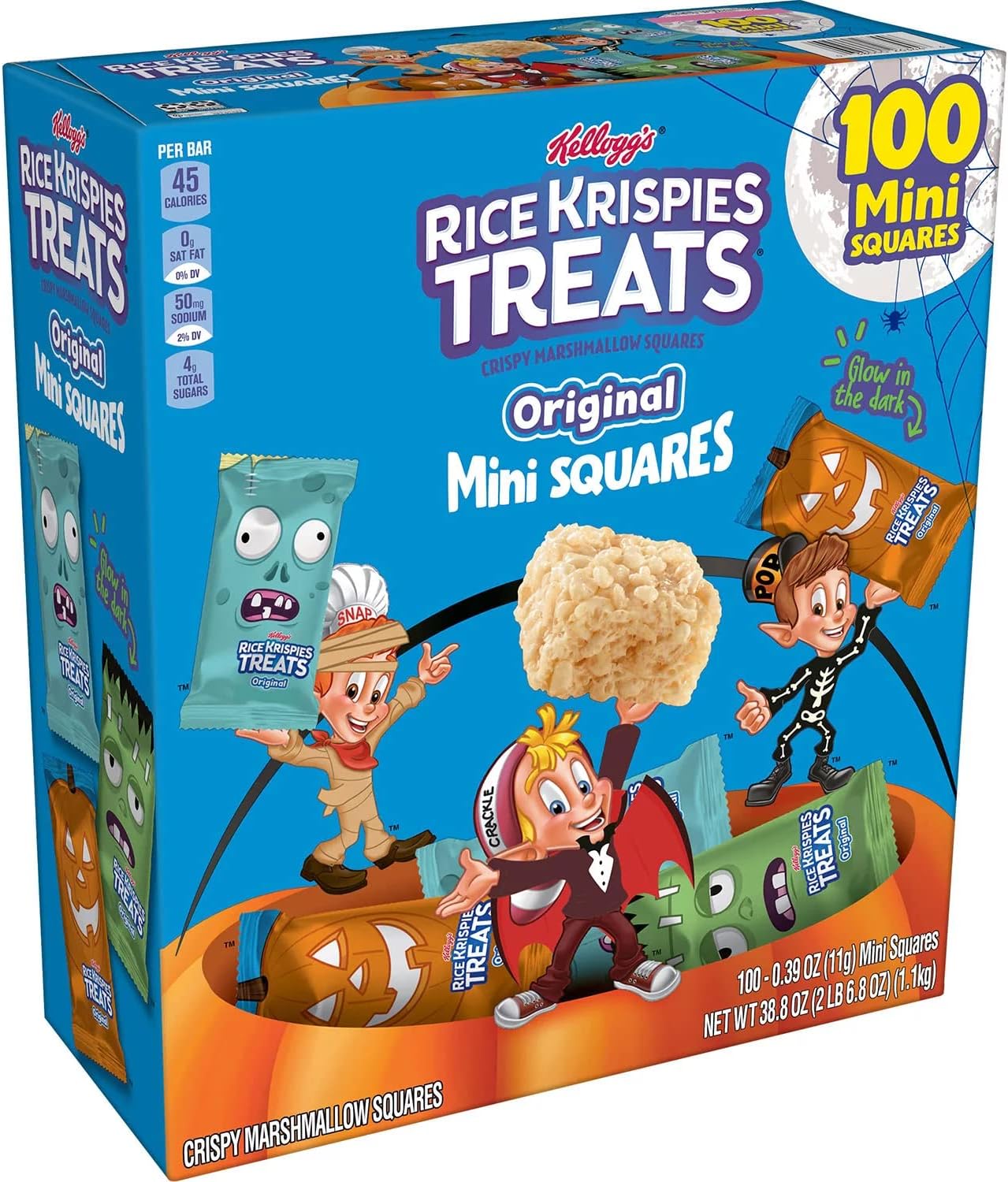 gse Kellogg's Rice Krispies Treats Halloween Mini Squares (100 ct.) (1 pack)