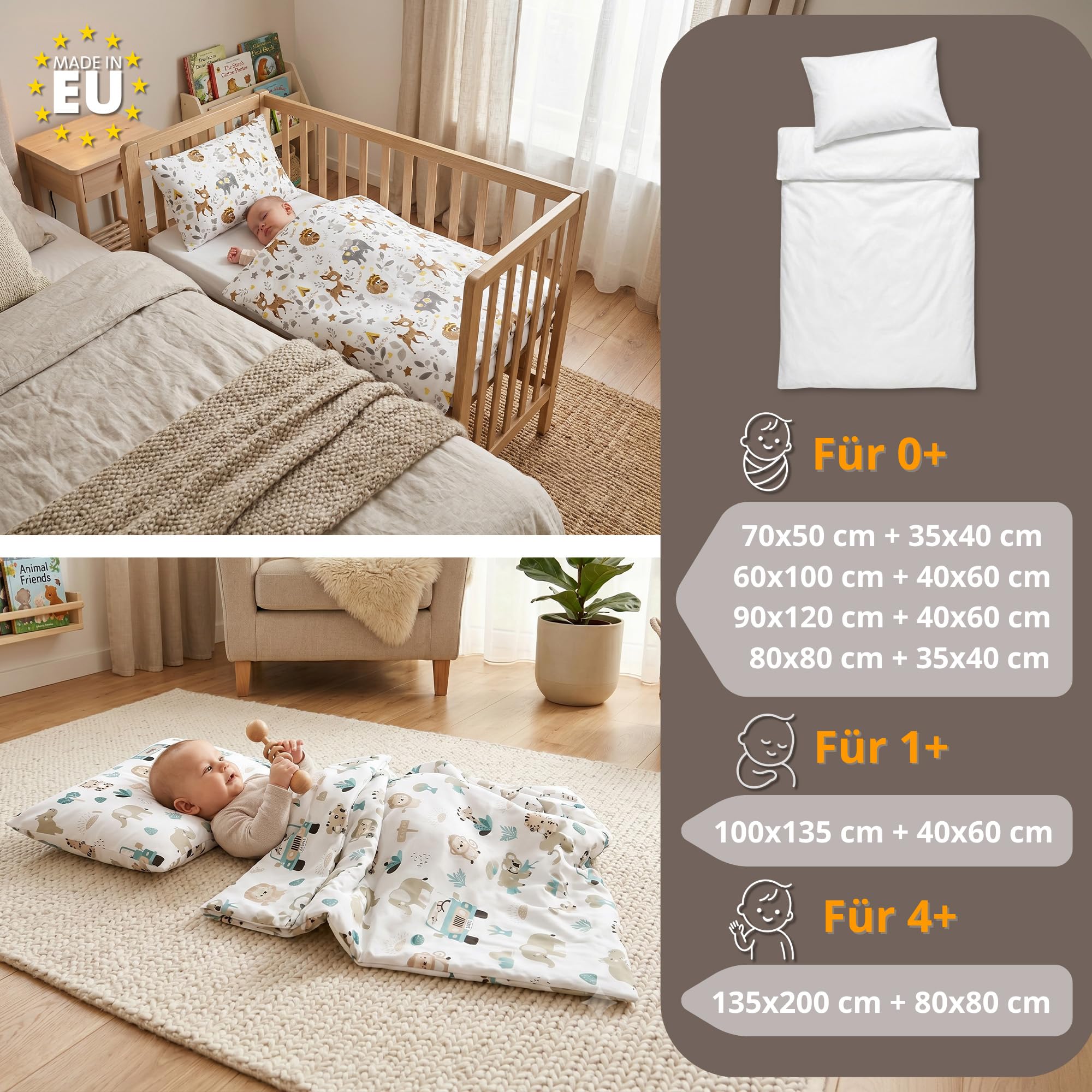 Totsy Baby Trapunta per bambino cotone 90x120 - piumono culla neonato set Imbottitura per piumone 90 x 120 cm con cuscino 40 x 60 cm per ragazzi e ragazze Oeko-Tex Orsi di peluche