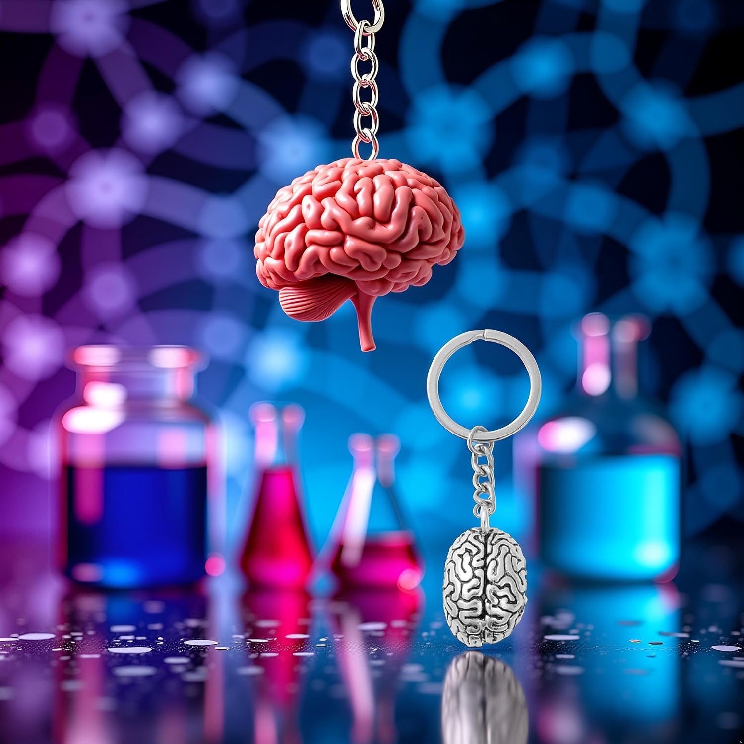 Silver Anatomical Brain Keychain Brain Organ Pendant 3D Neurologist For Key Holder For Doctor Women Men, Women's Fashion,Car Keychain