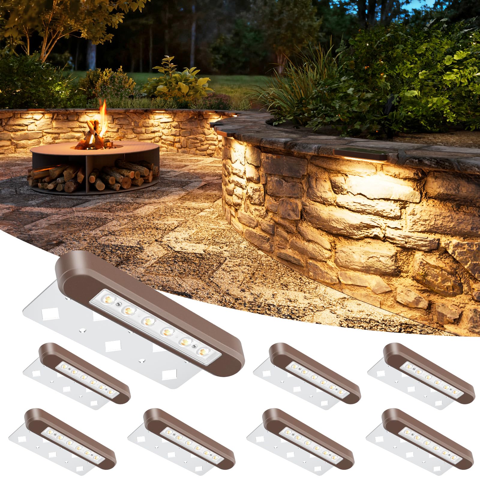 Photo 1 of VOLISUN 7 Inch Retaining Wall Lights, 2700K Hardscape Lighting, 8 Pack