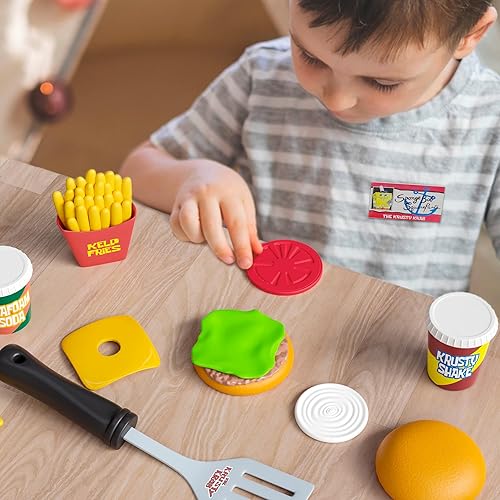 Miniatura 8 de Lollipop Spongebob - Juego de cocina para niños, comida interactiva con 2 hamburguesas Krabby Patty, batido de espuma de mar, papas fritas de algas,