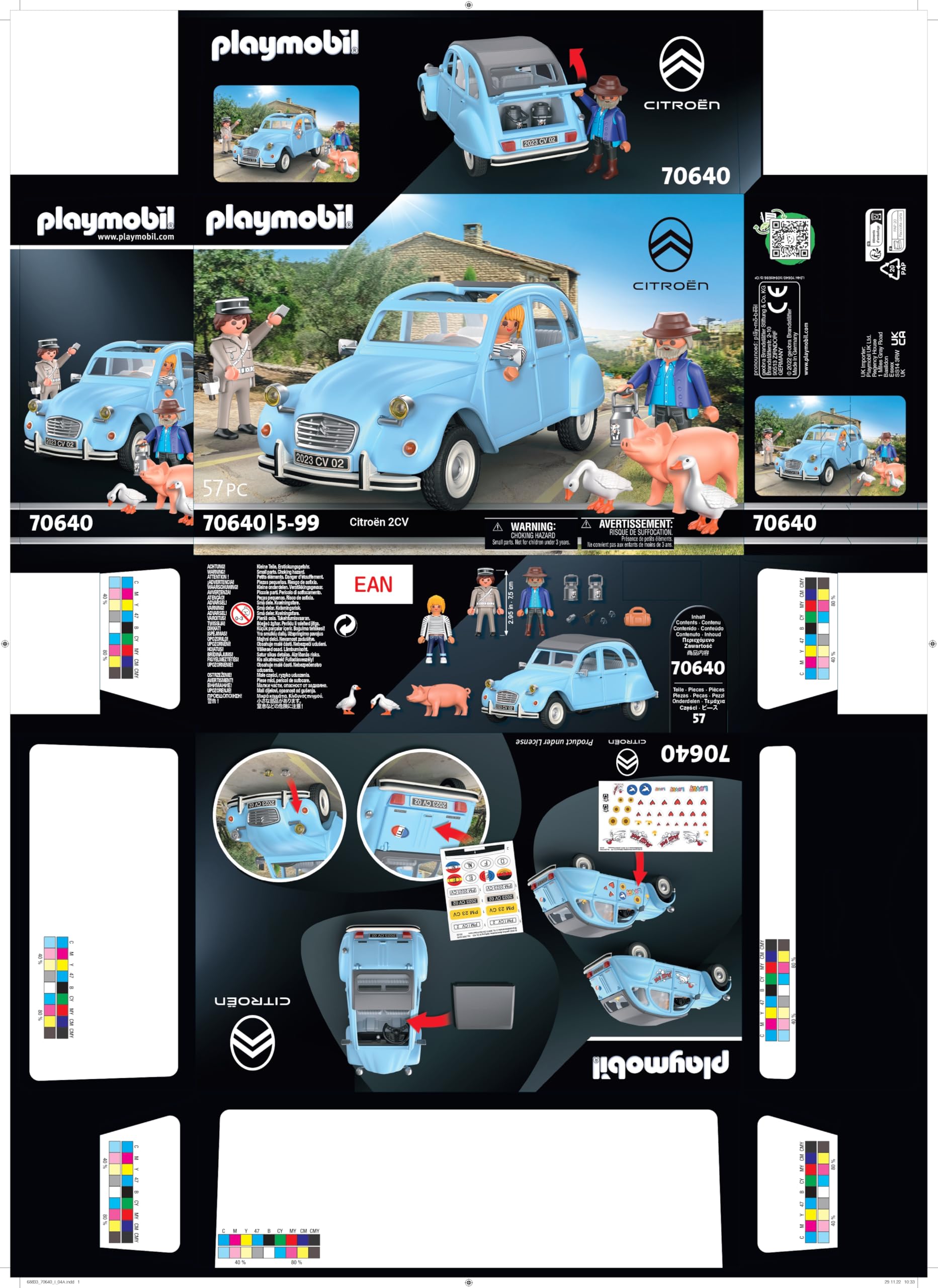 PLAYMOBIL Classic Car 70640 Citroën 2 CV, Dos Caballos con Capota extraíble, Pieza de colección para los Aficionados de los Coches, Juguete para coleccionistas y niños a Partir de 5 años