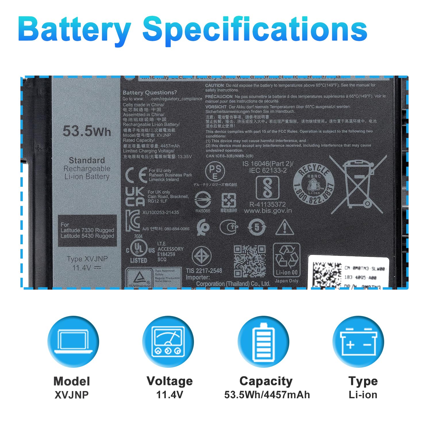 Amazon.com: BOWEIRUI XVJNP Battery Replacement for Dell Latitude