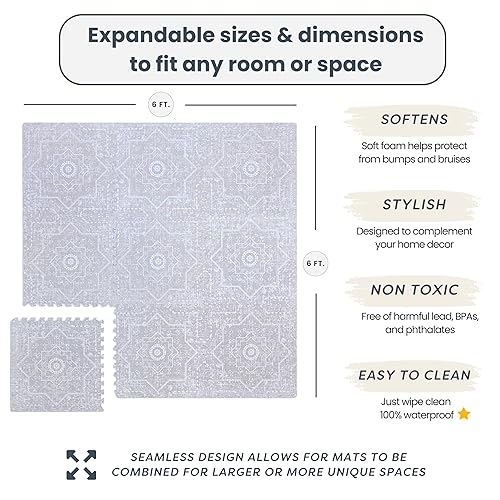Miniatura 7 de Layla - Alfombrillas de juego para bebé (6 x 6 pies), tapete de juego de espuma EVA prémium para bebés y niños pequeños, perfecto para el tiempo
