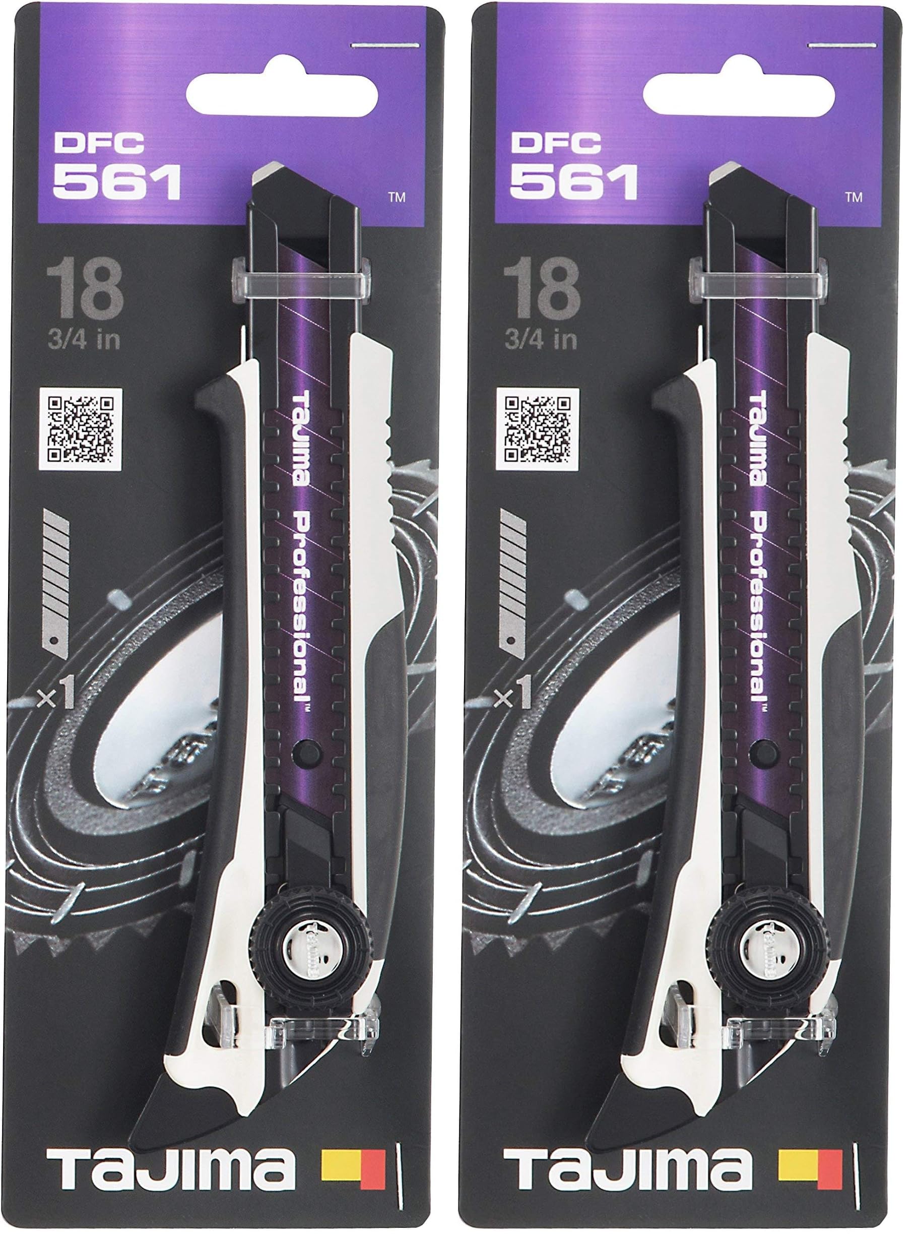 Couteau de coupe TAJIMA DFC561W à lame RAZAR BLACK ultra tranchante et aileron (Lot de 2)