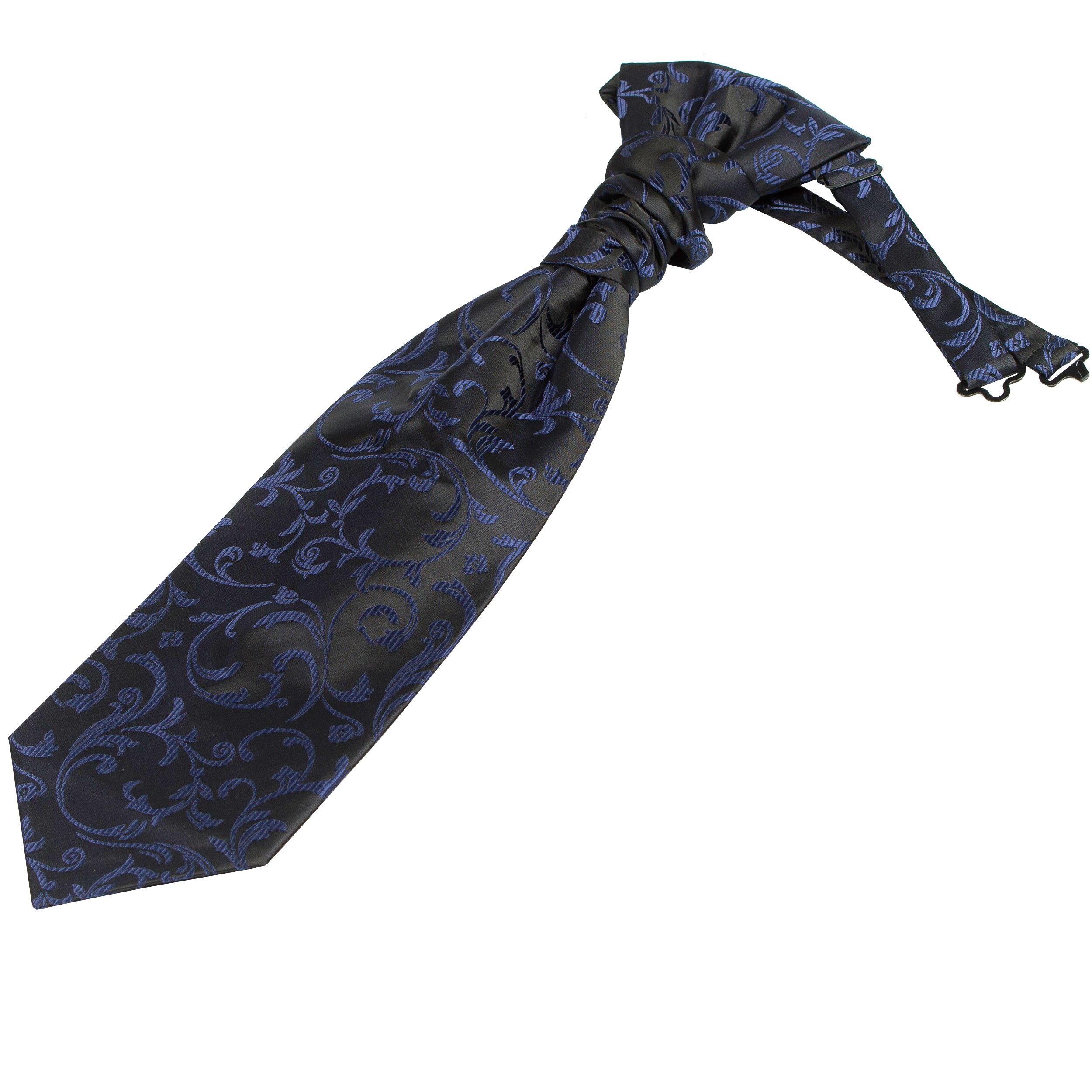 Abel & Burke Navy on Black Swirl Leaf Wedding Cravat #AB-WCR1000/4