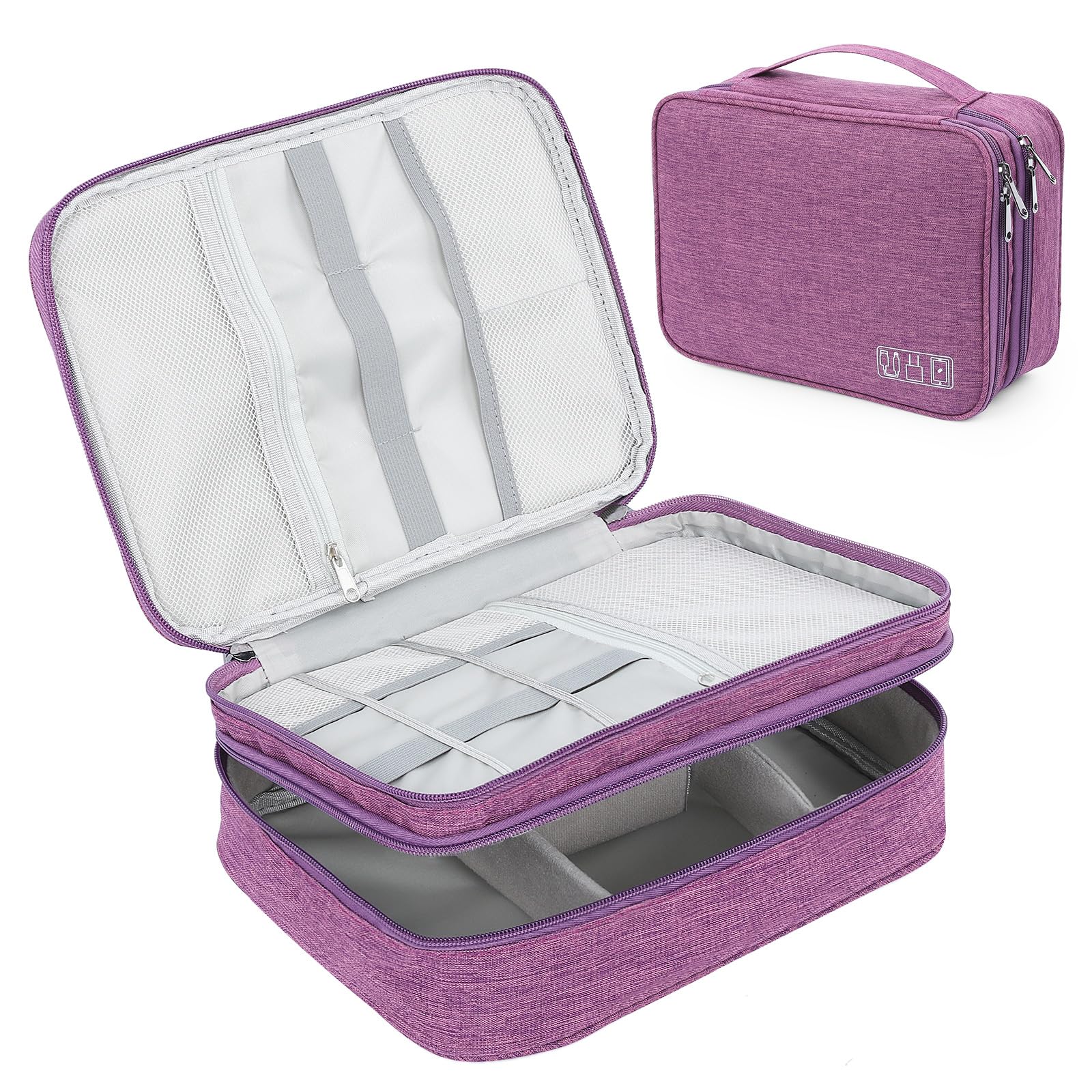AiQInu Organizer Cavi Borsa da Viaggio Organizzatore Cavi Resistente All'acqua Portatile Porta Cavi Organizer per Caricatore, Chiavetta USB, Auricolare, Power Bank, Hard Disk, Scheda SD