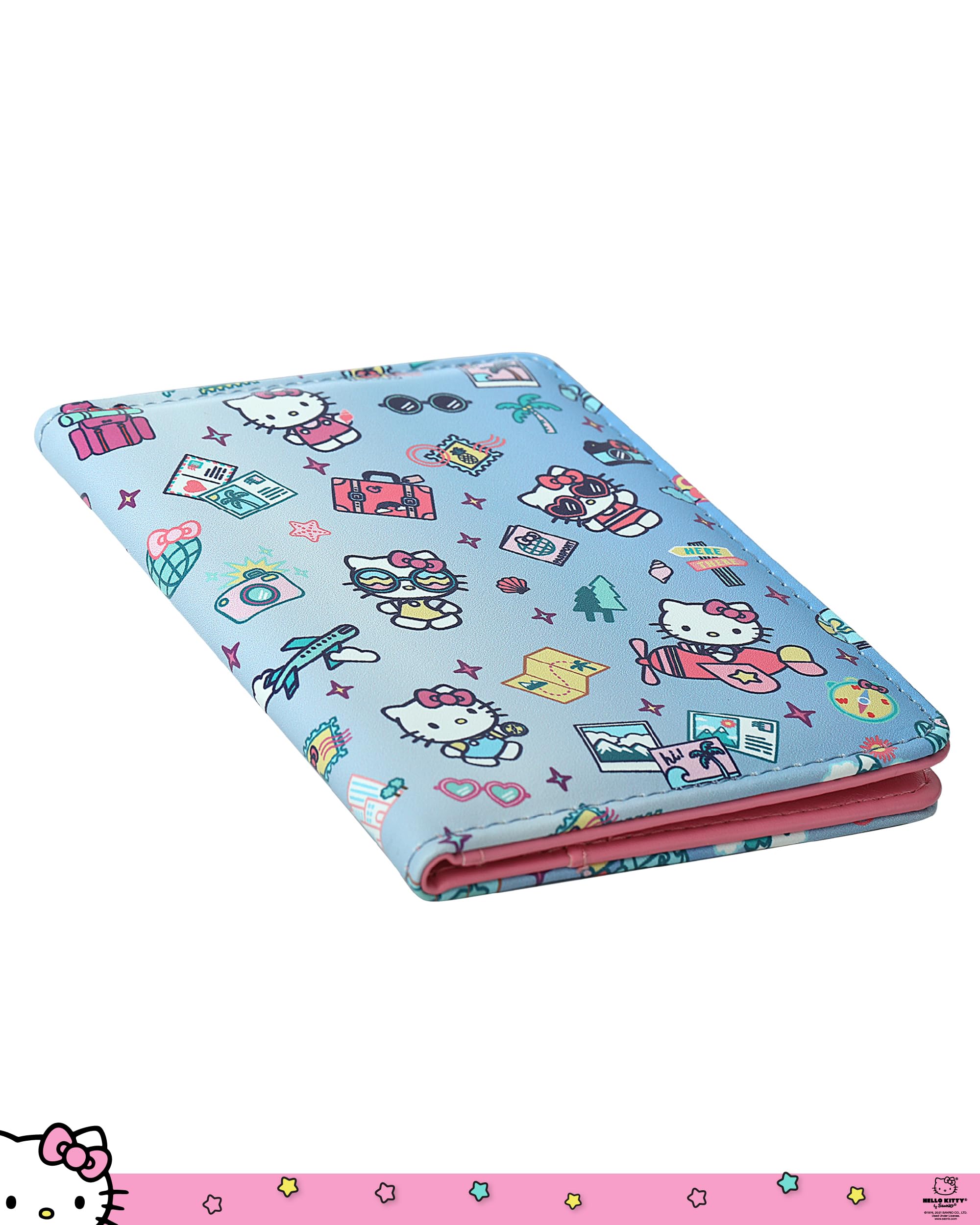 Hello Kitty Funda para pasaporte para licencia oficial de viaje, regalos Sanrio, Azul, Funda para pasaporte