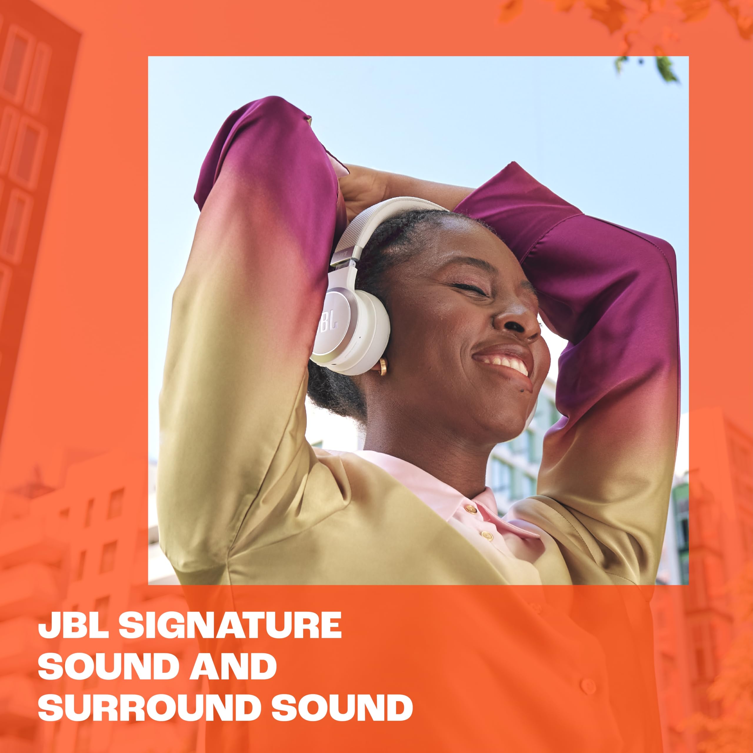 JBL Auriculares inalámbricos circumaurales Live 670 NC, con tecnología Bluetooth y cancelación adaptativa de ruido, hasta 65 horas de reproducción, blanco