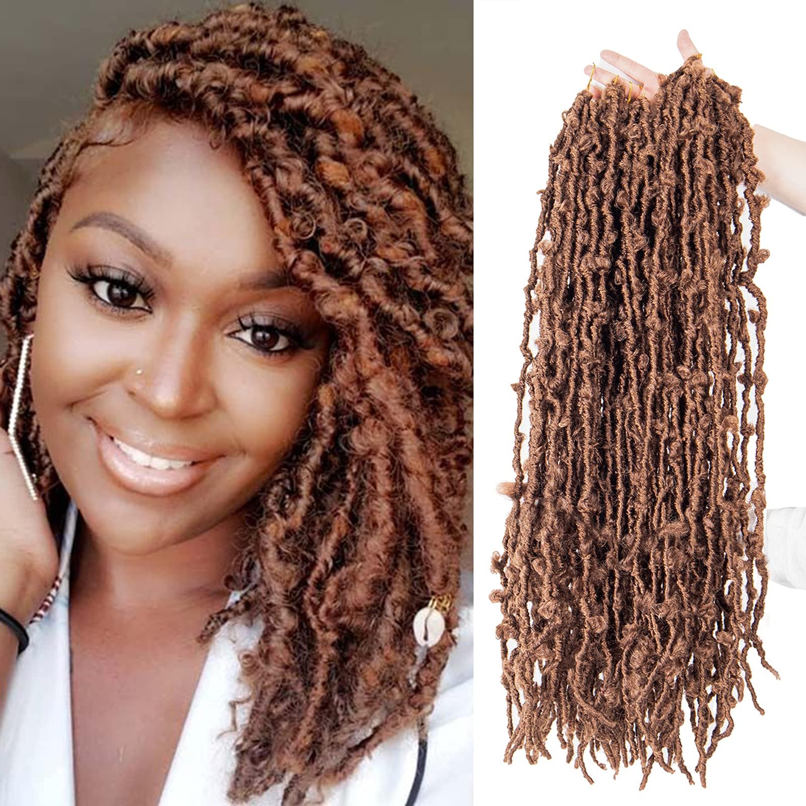24 Inch Butterfly Locs Crochet Hair 6 Packs Long Faux Locs Crochet Braids Pre looped Distressed Butterfly Soft Locs Crochet Dreadlocks Synthetic Hair Extensions (30#, 24Inch (6Packs))