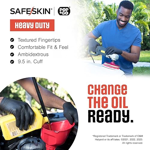 Miniatura 4 de SAFESKIN Guantes desechables de nitrilo resistentes sin látex (paquete de 401601600), guantes negros para preparación de alimentos, limpieza,