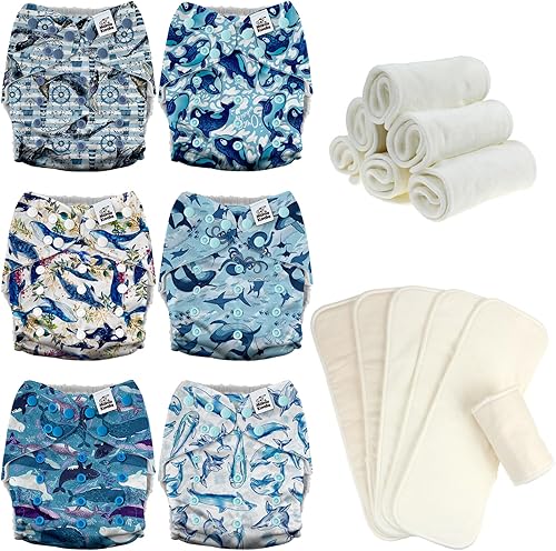 Mama Koala 3.0 Pañales de tela para bebé con 6 inserciones, con 6 inserciones de algodón de cáñamo Bboo de 6 capas