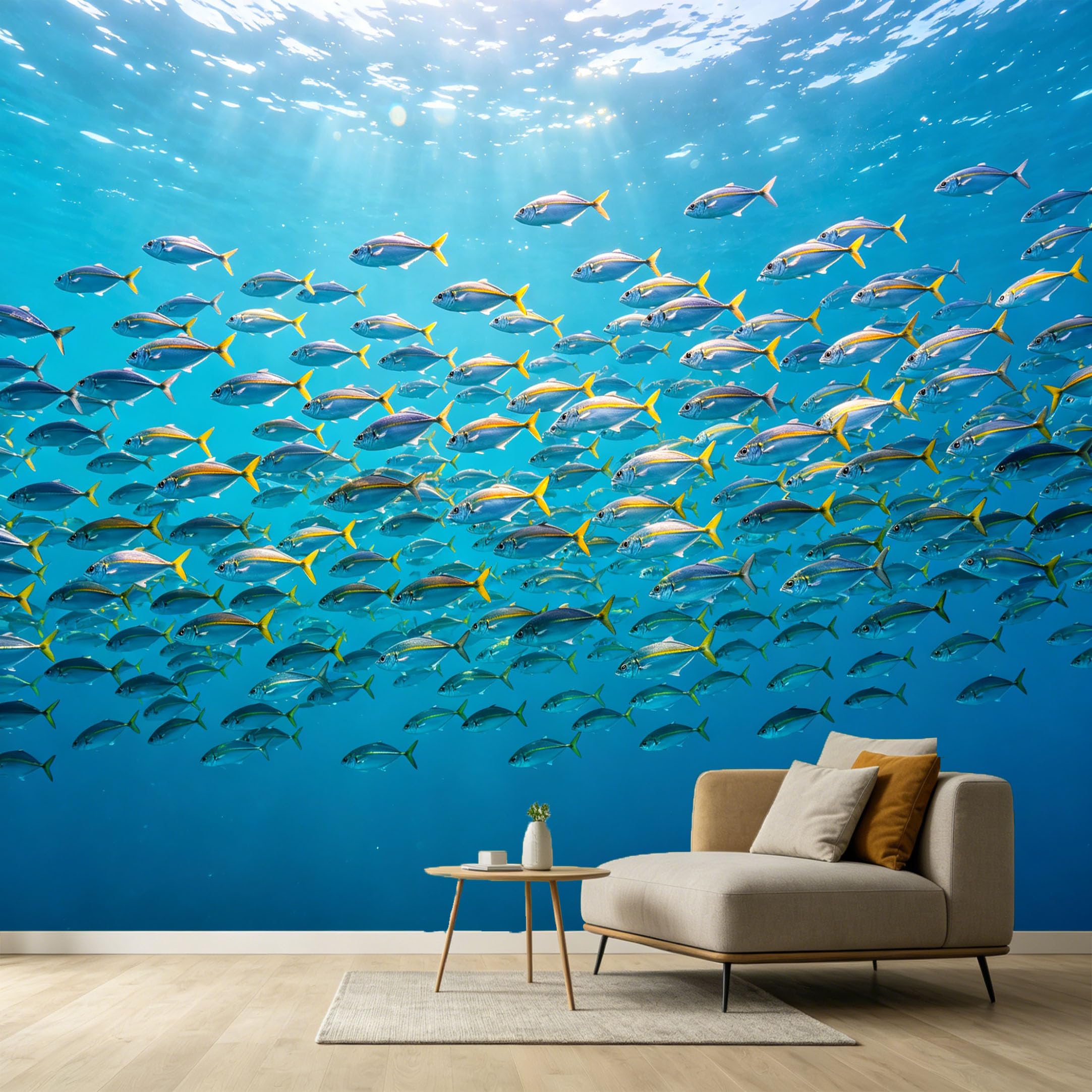 Custom Size Wall Murals Ocean Marine School of Fish Tropical Underwater Photography SelfAdhesive Wall Fabric Removable Large Wallpaper for Photo Living Room