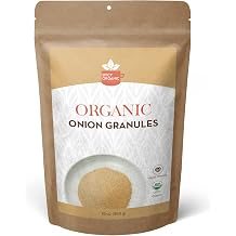 SPICY ORGANIC Onion Granules - Pure USDA Organic - Non-GMO Culinary Granulated Onion- Perfect for Use in Sauces, Soups, Salad Dressings, Condiments, Snack Foods, and Dairy Products - 8 Oz.