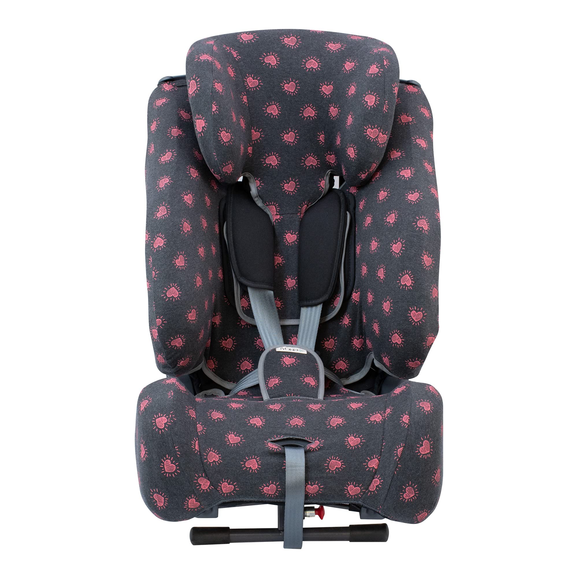 JYOKO KIDS Fodera per Seggiolino auto Compatibile con Klippan Triofix, Century, Maxi (Fluor Heart, KLIPPAN CENTURY)