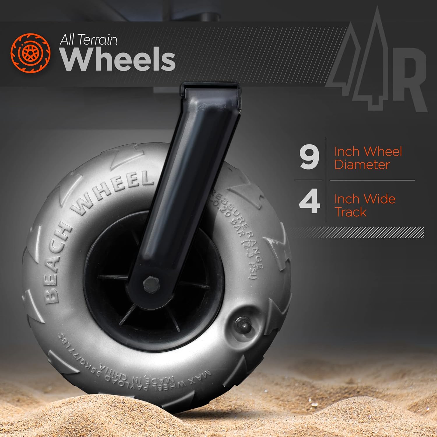 Beach Wagon with Big Wheels for Sand - All Terrain Steel Frame Utility Cart with 9 Pneumatic Tires, Collapsible Folding Design (Sand Warrior RX800)