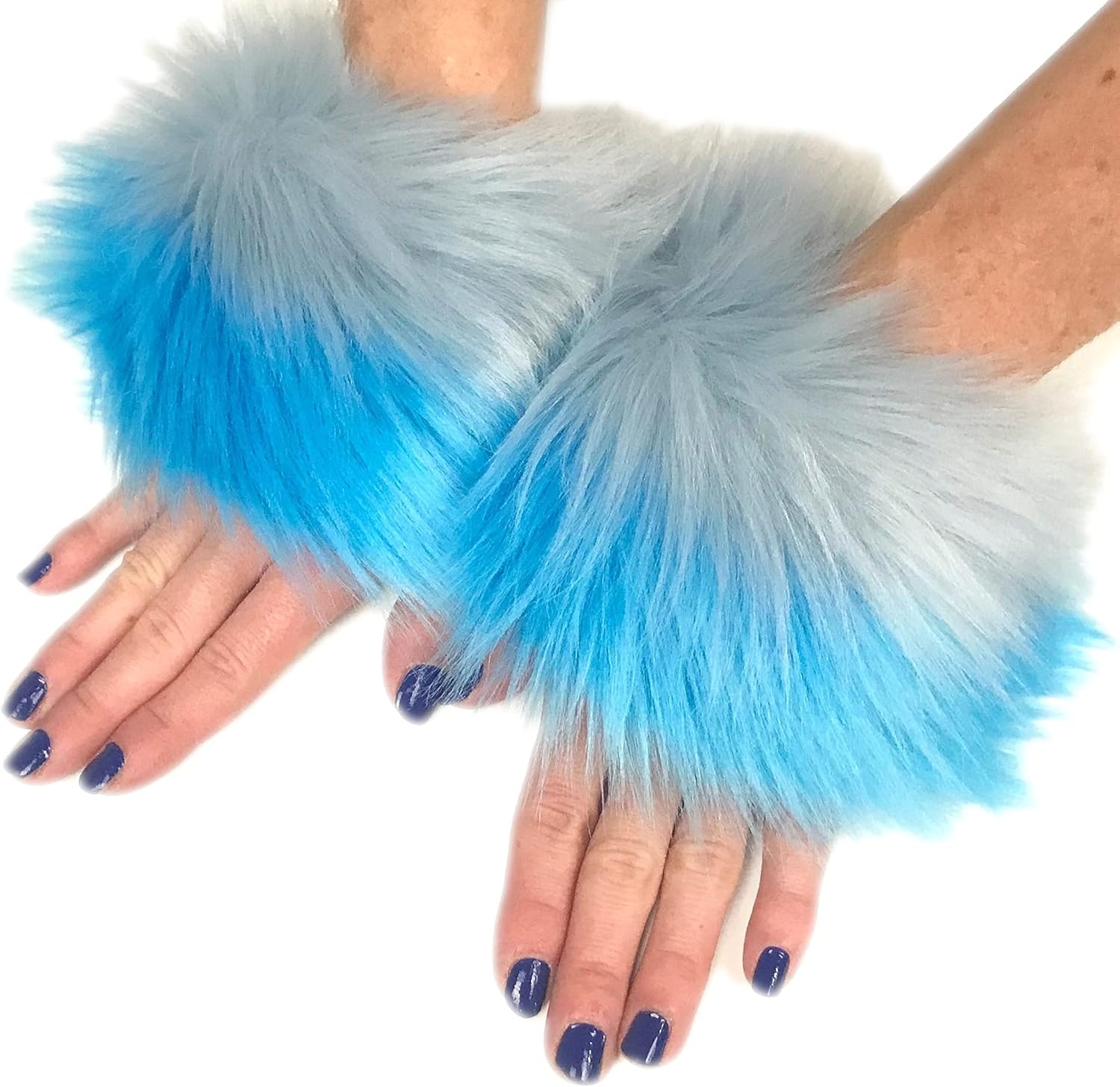 Bianna Creations Cheshire Cat Costume Accessories, Handmade Blue and Gray Striped Luxury Faux Fur