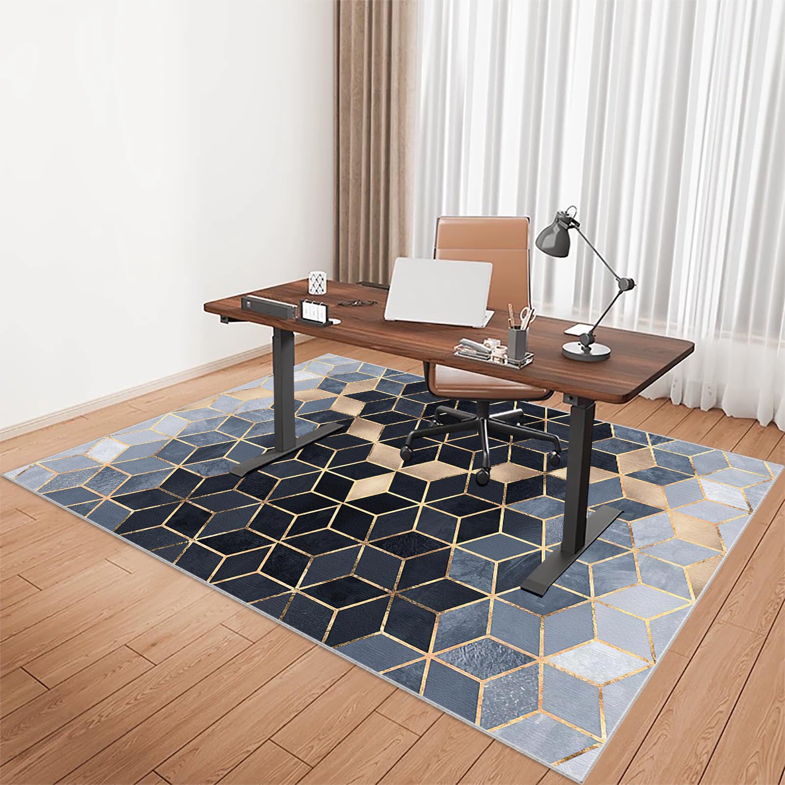 Tkuhknag 140 x 160 cm Gaming Chair Mat for Desks - Office Chair Mat for Carpet Floor - Carpet Chair Mats - Non-slip Carpet Protector Chair Mat - Protects Floors for Low and No Pile Carpeted Floors
